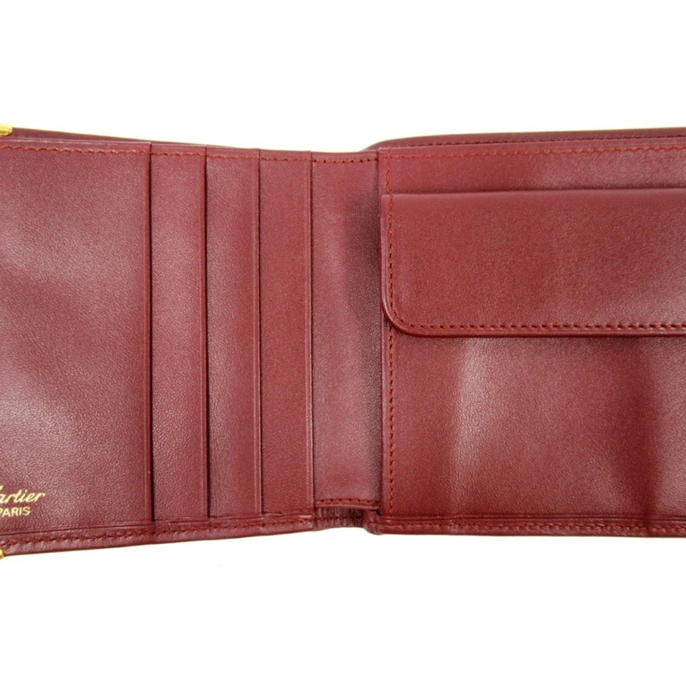 EUC Cartier bifold, wallet Masteline Bordeaux Enamel Leather Authentic - Picture 4 of 7